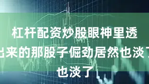 杠杆配资炒股眼神里透出来的那股子倔劲居然也淡了
